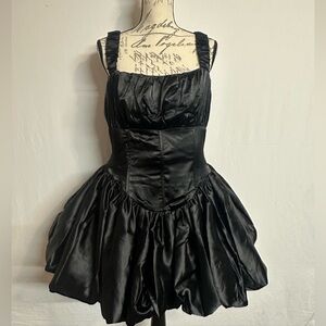 Fashion Nova Black Satin Bubble Dress - Size XL